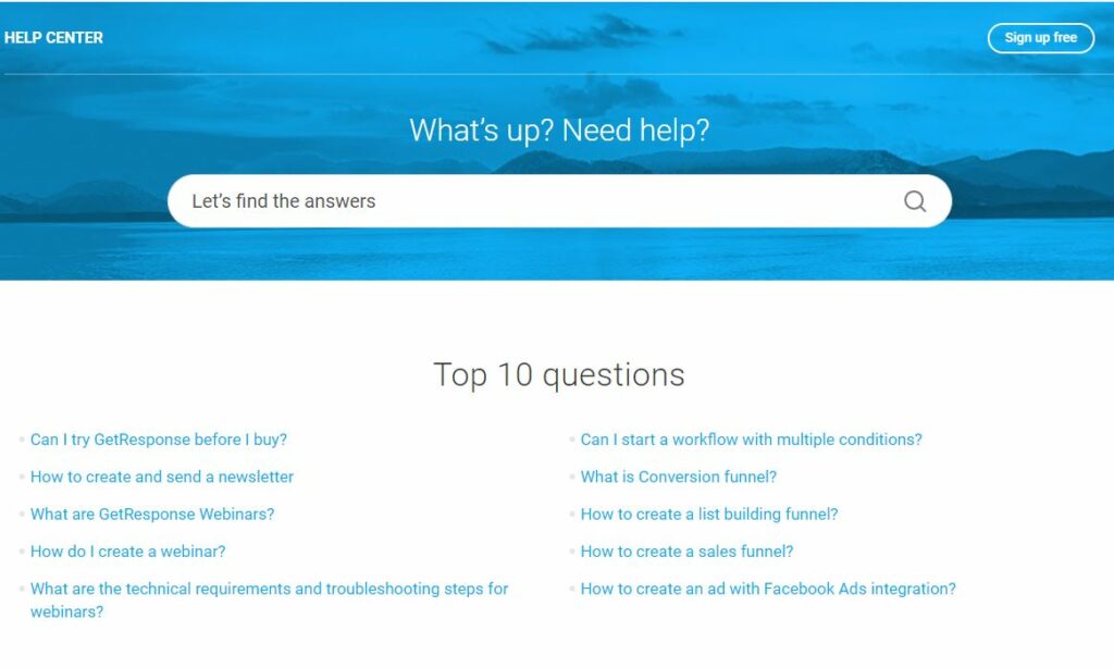 Het helpcentrum van GetResponse voorziet je in alle informatie
