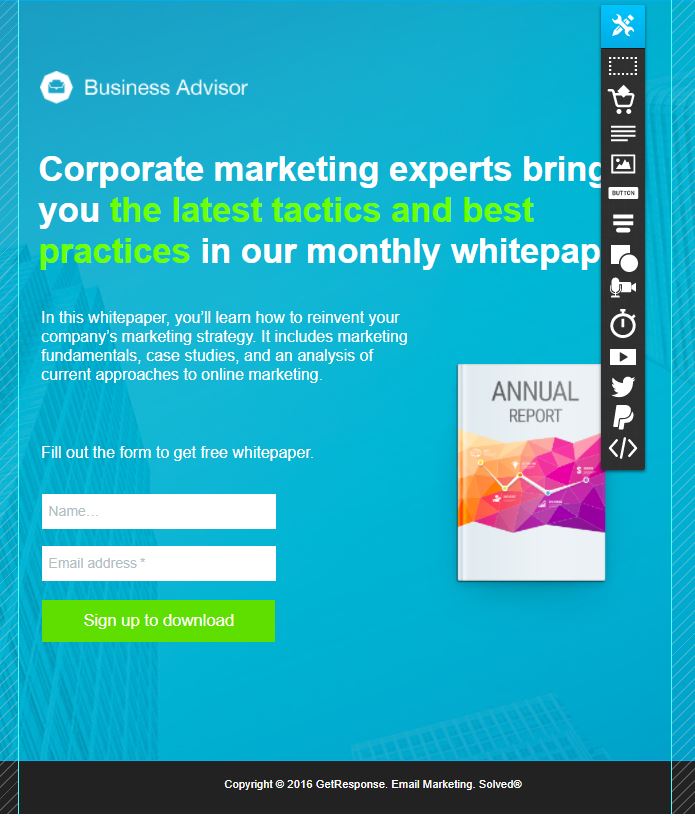 GetResponse review: bouw je eigen landingspagina met het handige drag-and-drop systeem