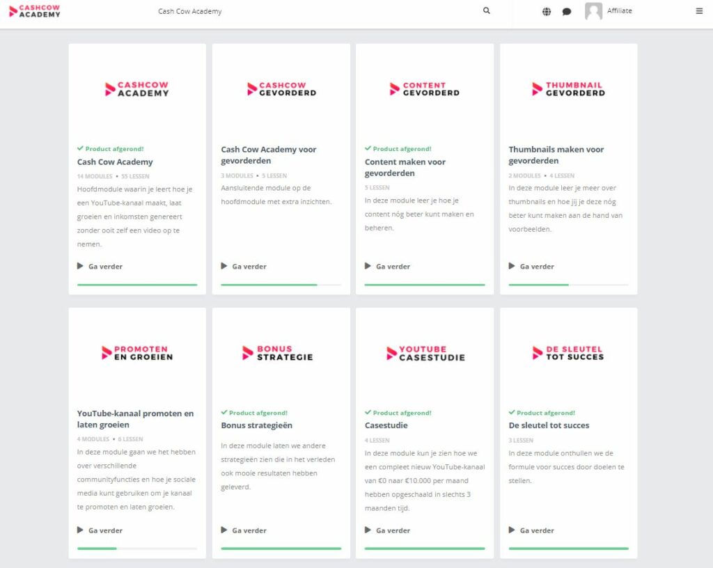 Cash Cow Academy modules