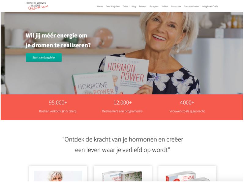 Voorbeeld 3 van een Phoenix website: Energieke vrouwen academy