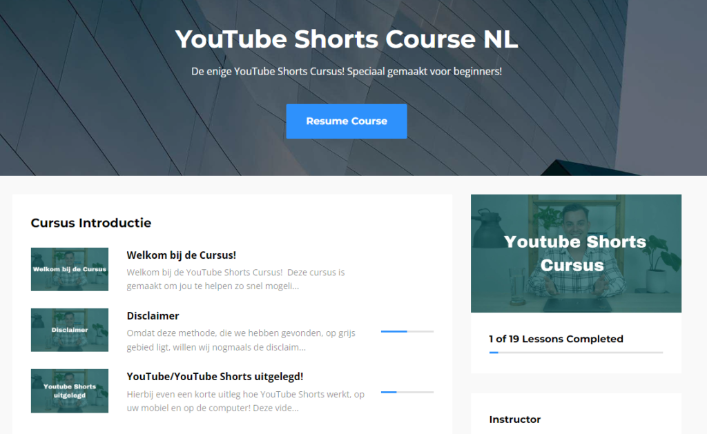 YouTube Shorts Course- inhoud cursus - YouTube Shorts Course Wanner Aarts