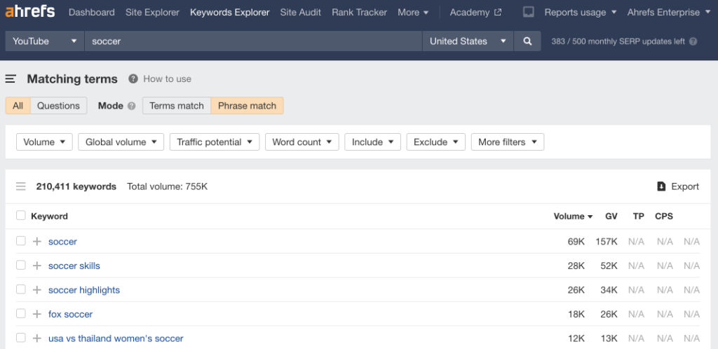 20 Beste YouTube tools om je kanaal te laten groeien - Ahrefs SEO tool