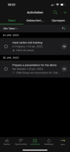 Bigin App - Activiteiten overzicht