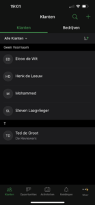 Bigin App - klantinzicht