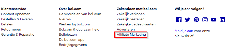 Aanmelden voor het affiliate programma van Bol.com