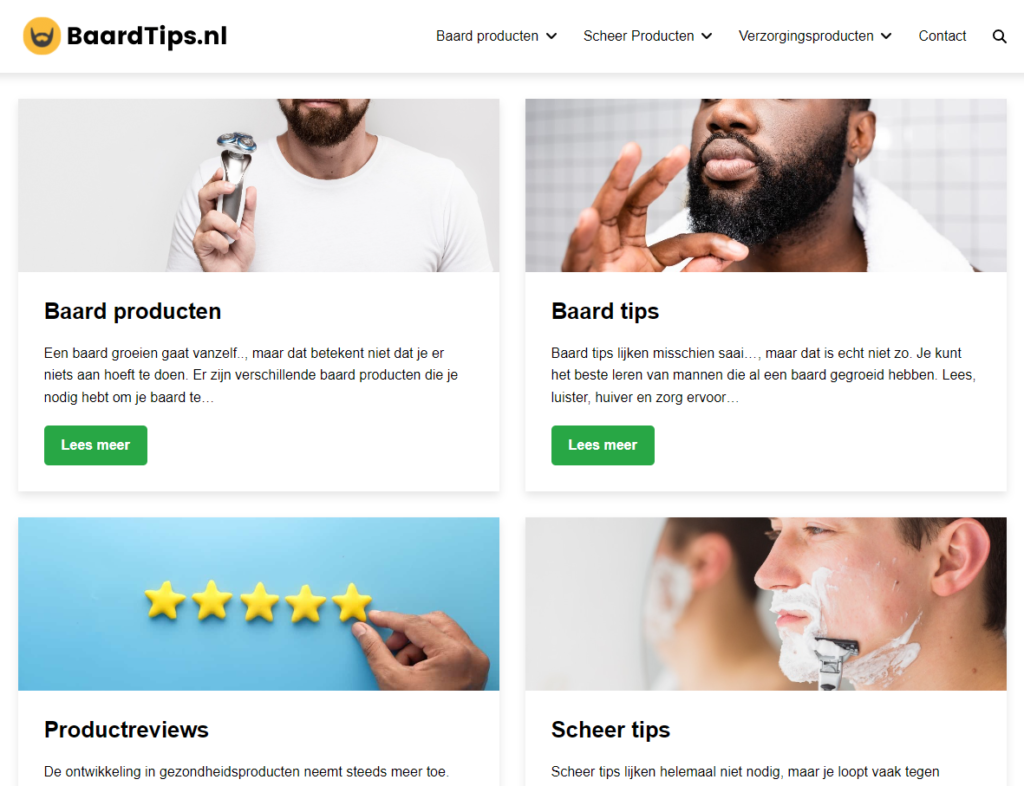 Affiliate website voorbeeld Baardtips.nl