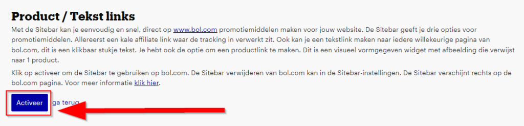 Hoe plaats je een affiliate link van Bol.com op je website. Activeer de sidebar van Bol