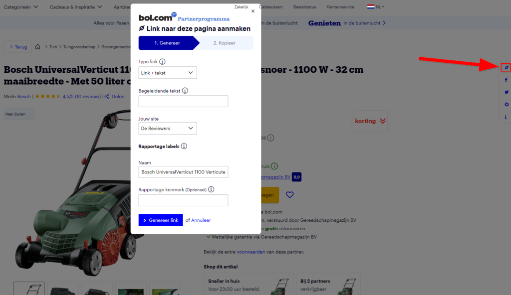 Hoe plaats je een affiliate link van Bol.com op je website. Affiliate link maken met de sitebar van bol